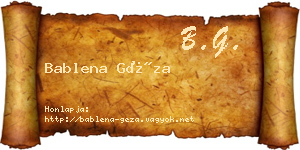 Bablena Géza névjegykártya